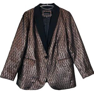 Eloquii Metallic Formal Evening Blazer Jacket Bronze Brown Black Size 16